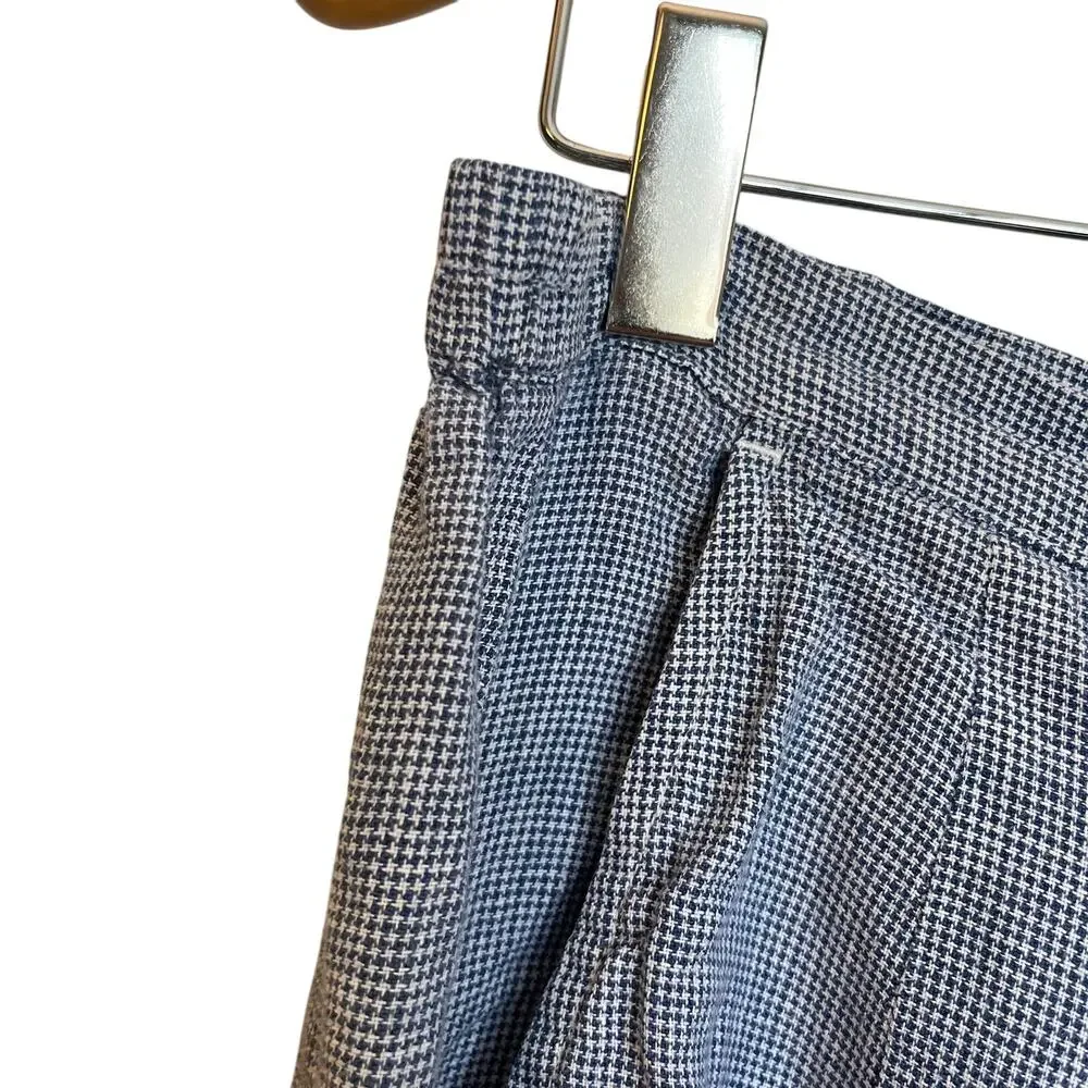 Vintage Talbots Gingham Irish Linen Pants High Waisted Trousers Blue White 16WP
